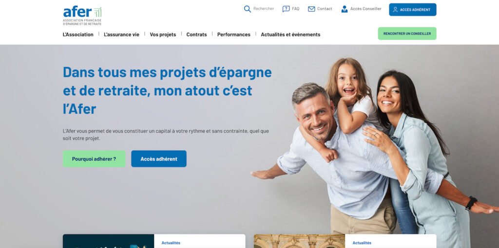 Capture d'écran du site internet de l'AFER.