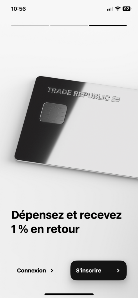 Aperçu carte bancaire appli mobile Trade Republic 