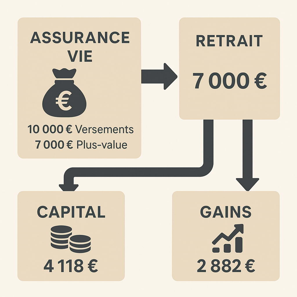 Infographie exemple fiscalité rachat assurance-vie