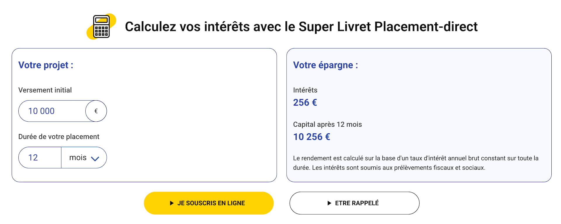 Taux super livret Placement-direct