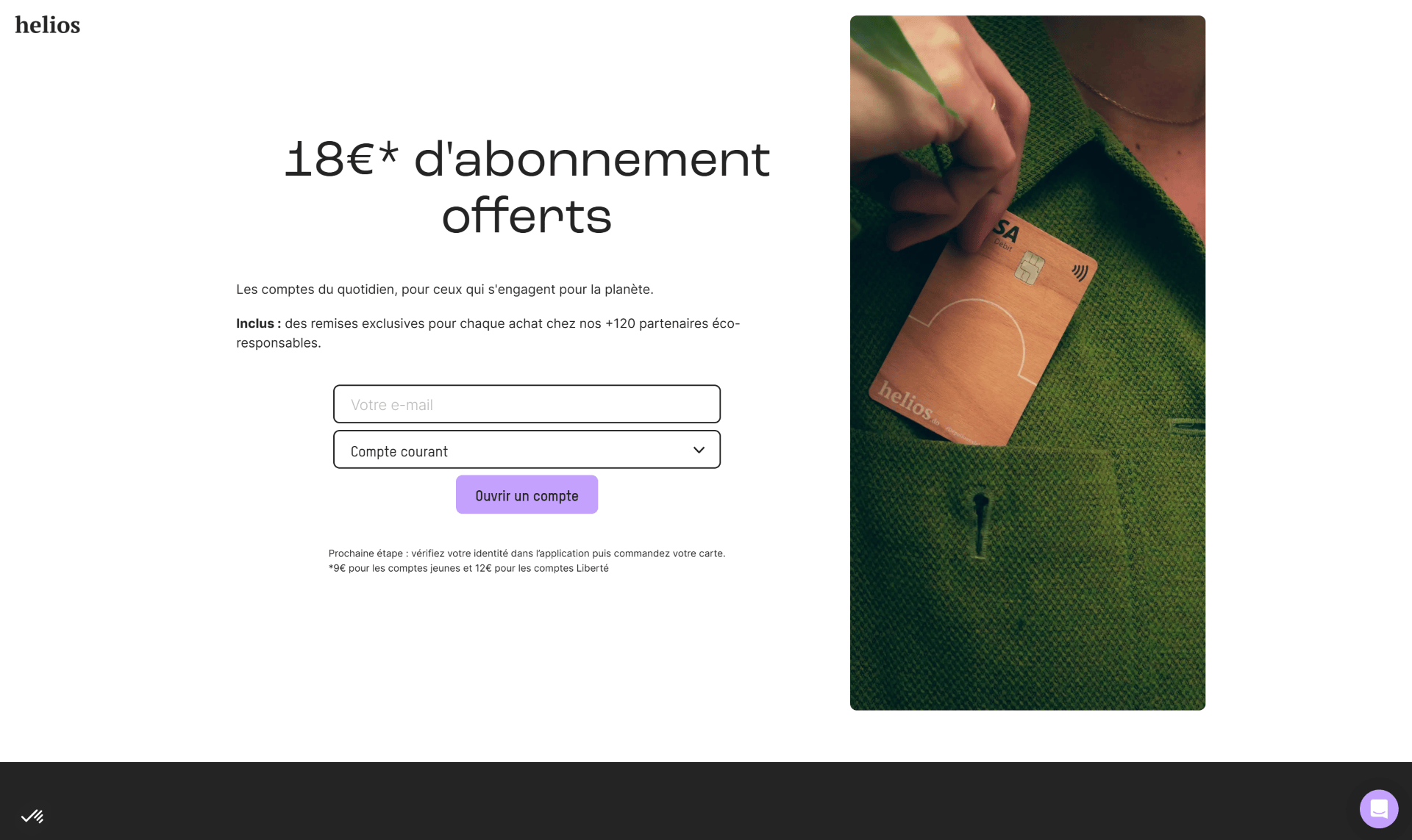 Ouverture d'un compte Helios avec 3 mois d'abonnement offerts